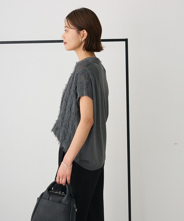 CRAFT STANDARD BOUTIQUE シアーフリンジスキッパーニットプルオーバー Charcoal Gray