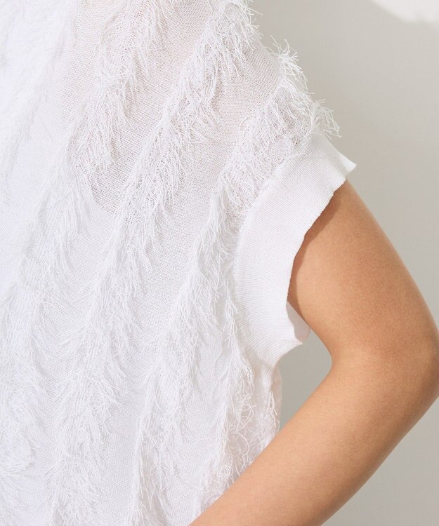 CRAFT STANDARD BOUTIQUE シアーフリンジスキッパーニットプルオーバー White