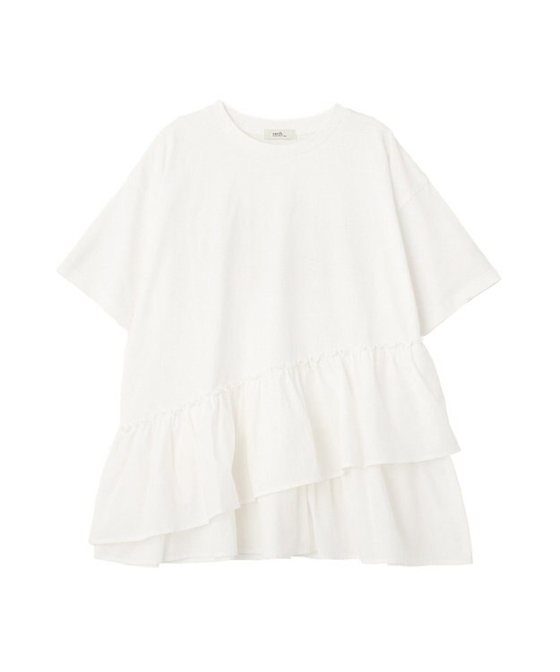 earth music&ecology 異素材ドッキンググラフィックTシャツ Off White