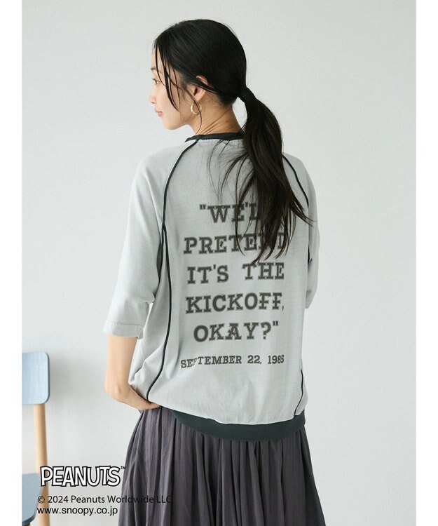 CRAFT STANDARD BOUTIQUE 【ユニセックス】PEANUTS/スヌーピー 切り替えTシャツ Light Gray