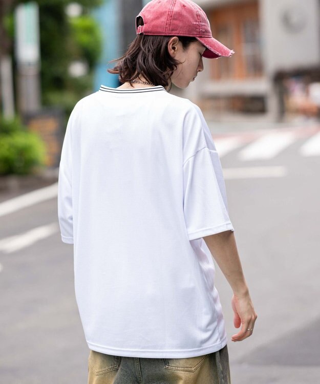 WEGO 【２点セット/ユニセックス着用ITEM/吸水速乾】アクセ付きメッシュロゴT（SS） ホワイト