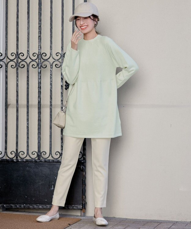 Tiaclasse 【新色追加・洗える】ミドルリブニットチュニック ミント