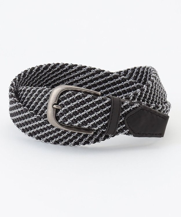 JOSEPH ABBOUD 【イタリア素材・ストレッチ・日本製】ミックスコードメッシュ ベルト ブラック系