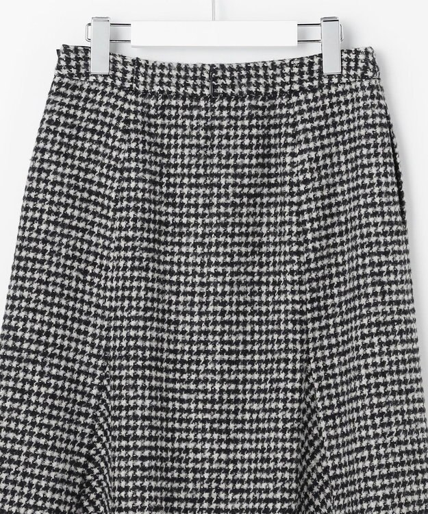 J.PRESS LADIES ウールシルク ハウンドトゥース フレア スカート モノトーン系