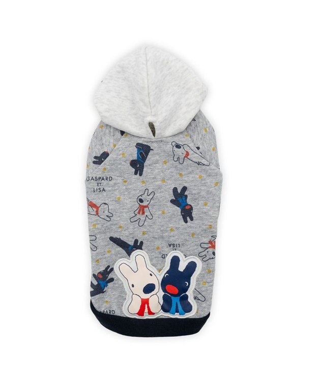 PET PARADISE リサとガスパール  パーカー 総柄 小型犬 グレー