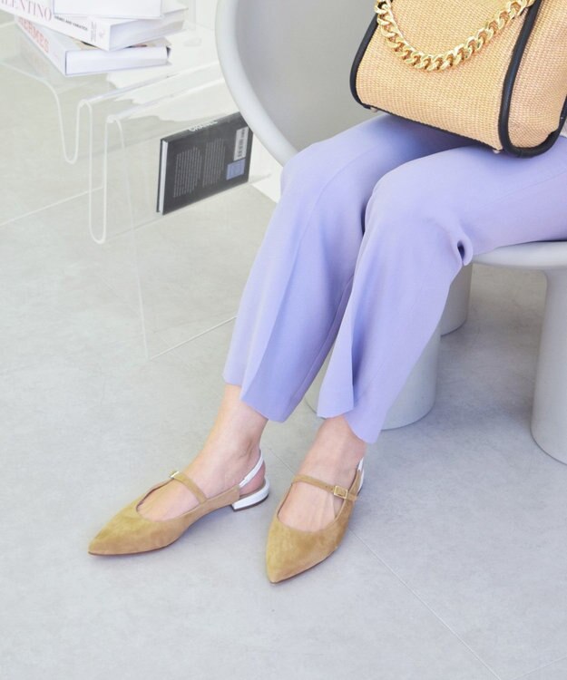 INTER-CHAUSSURES 【FABIO RUSCONI】ワンストラップバックバンドパンプス キャメルコンビ