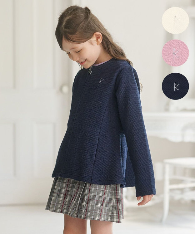 組曲 KIDS 【110-140㎝】フラワーキルト パーカー