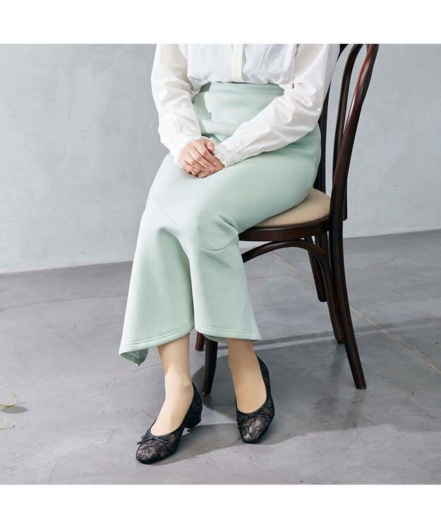 Riz raffinee <Riz raffinee>リボン付きレースフラットシューズ ブラック