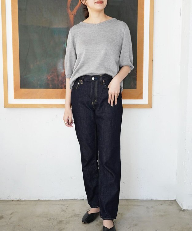 TOQUE 〈大草直子さんアドバイザー〉【天然素材】アルパカシルクニット5分袖 グレー