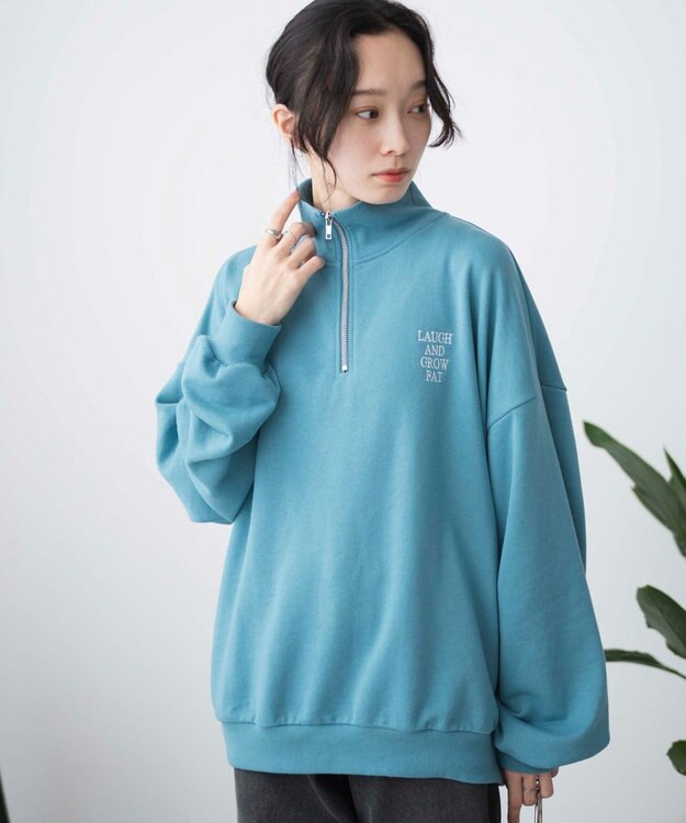 WEGO ハーフジップBIGスウェット ブルーその他