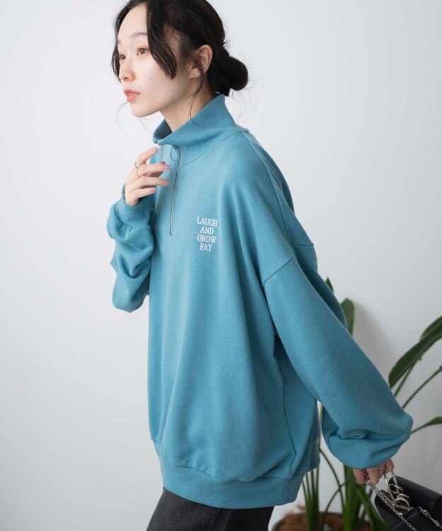 WEGO ハーフジップBIGスウェット ブルーその他