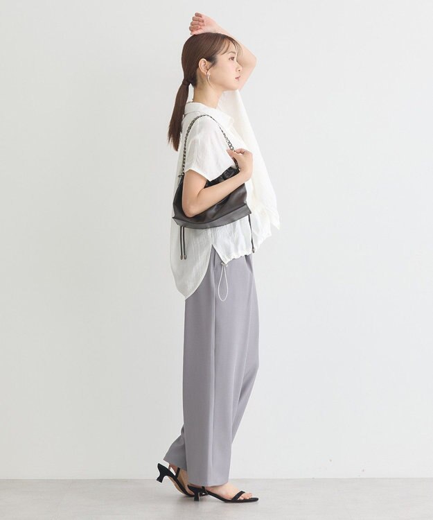 earth music&ecology 【接触冷感】裾ドロストフレンチスリーブシャツ Off White