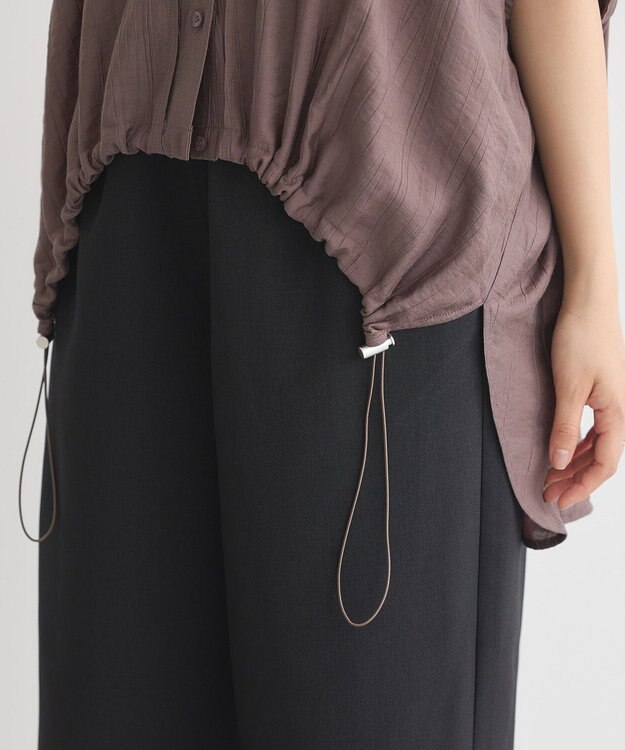 earth music&ecology 【接触冷感】裾ドロストフレンチスリーブシャツ Brown