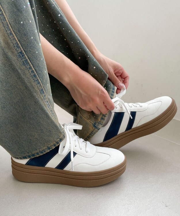 WEGO ローテクダブルラインスニーカー ホワイト