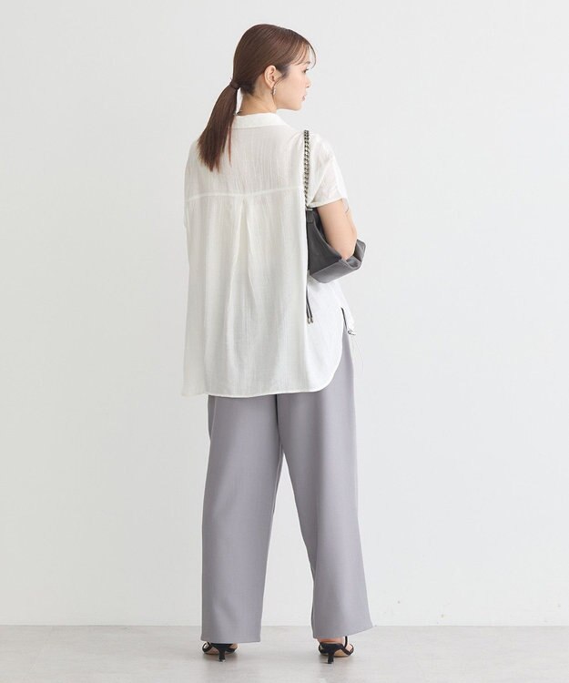 earth music&ecology 【接触冷感】裾ドロストフレンチスリーブシャツ Off White