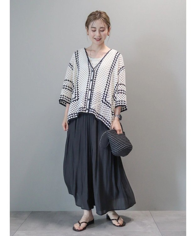 AMERICAN HOLIC クロシェ半袖カーディガン Ivory