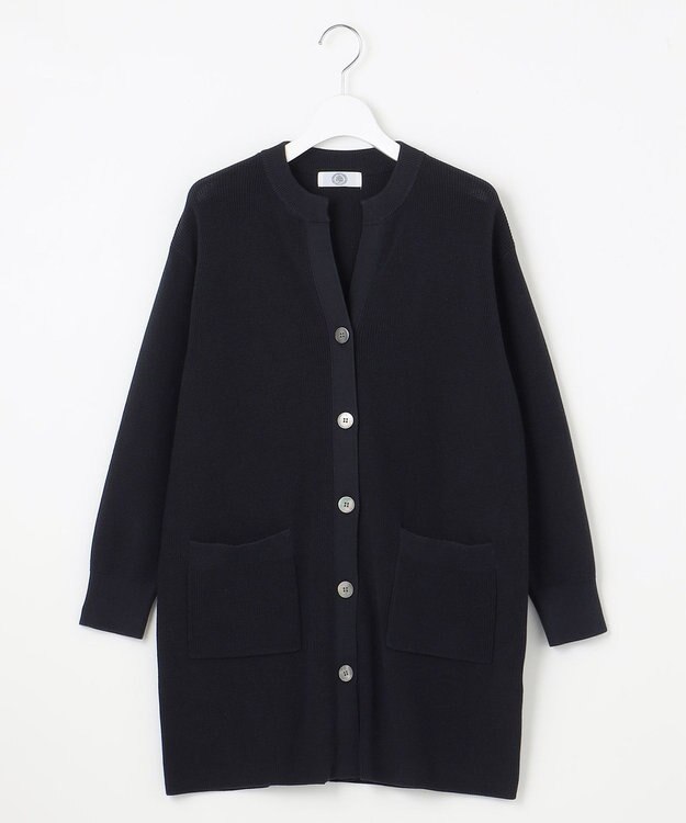 J.PRESS LADIES 【洗える】ORGANIC GASS COTTON キーネック カーディガン ネイビー系