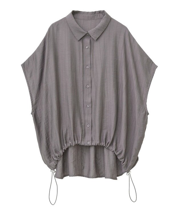 earth music&ecology 【接触冷感】裾ドロストフレンチスリーブシャツ Brown