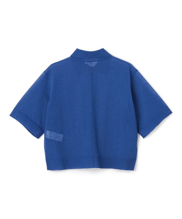 BEIGE， 【洗える・Oggi10月号掲載】MILANO / リネン混シアーポロカラーニット Blue
