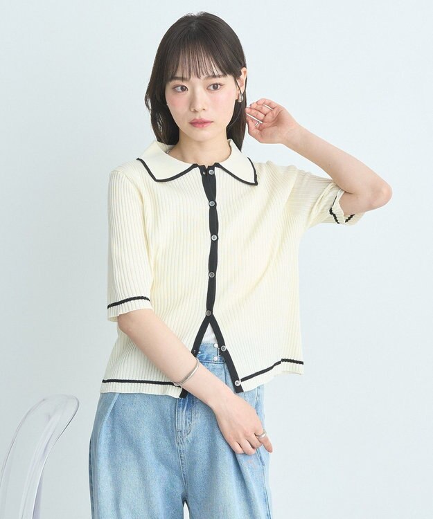 earth music&ecology リブニットカーディガン Ivory