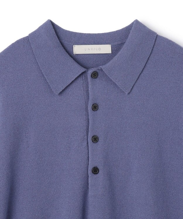 UNFILO MENS ライトウォーム ニットポロ ダスティブルー