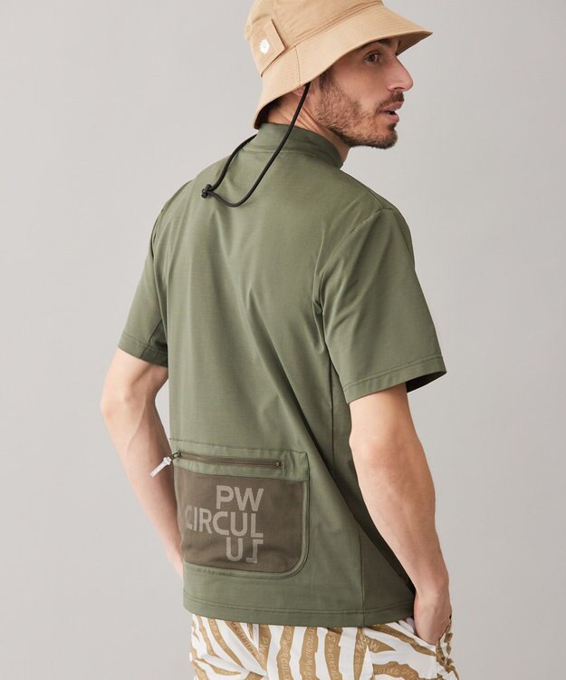 PW CIRCULUS 【UVカット / 吸水速乾 / 伸縮性抜群】【MEN】メッシュポケットモック カーキ系