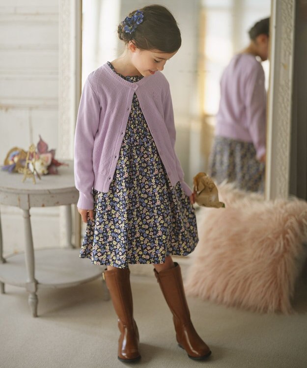 組曲 KIDS 【150-160cm】Flower tea party ワンピース ネイビー系5