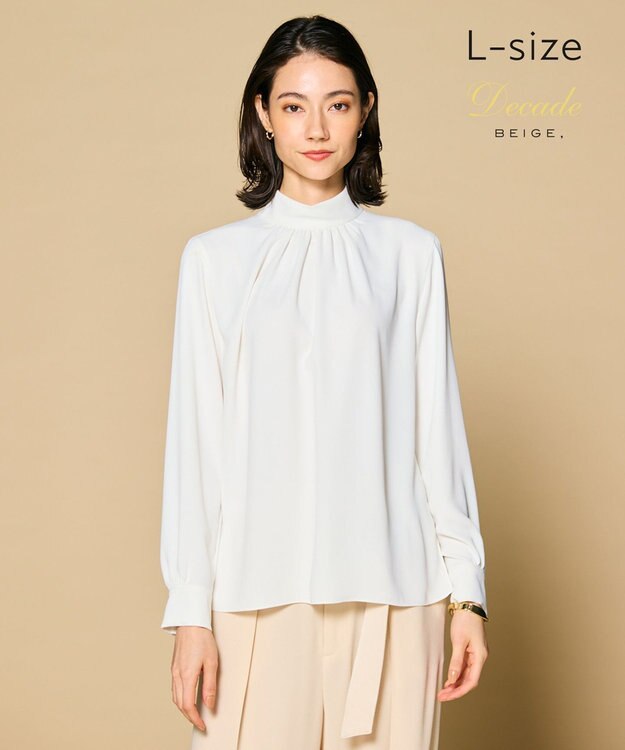 BEIGE， 【L-size】EVA / ハイネックロングスリーブブラウス White