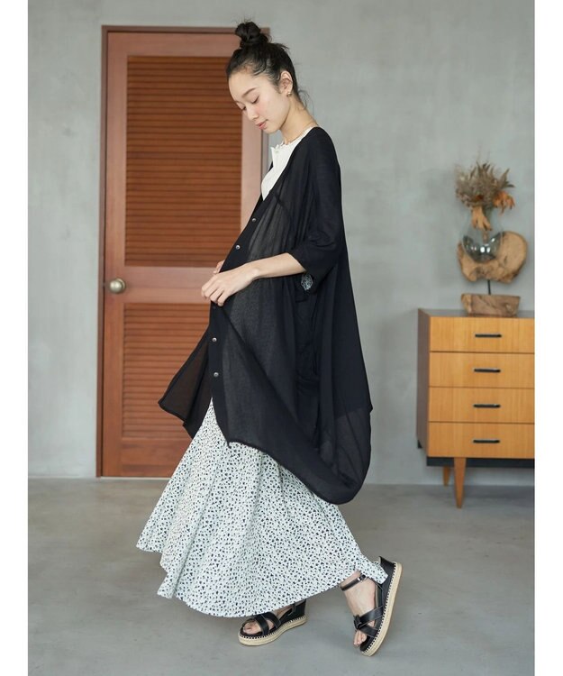 earth music&ecology レーヨンビッグシャツチュニック Black