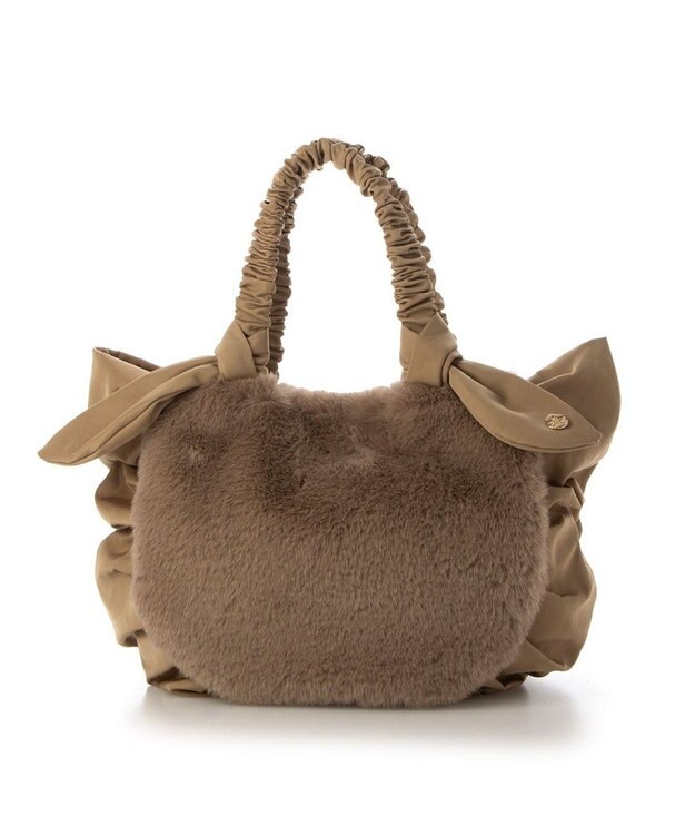 UNBILLION カシュカシュ cachecache / 下がりリボンエコファーコンビラウンドトート オーク