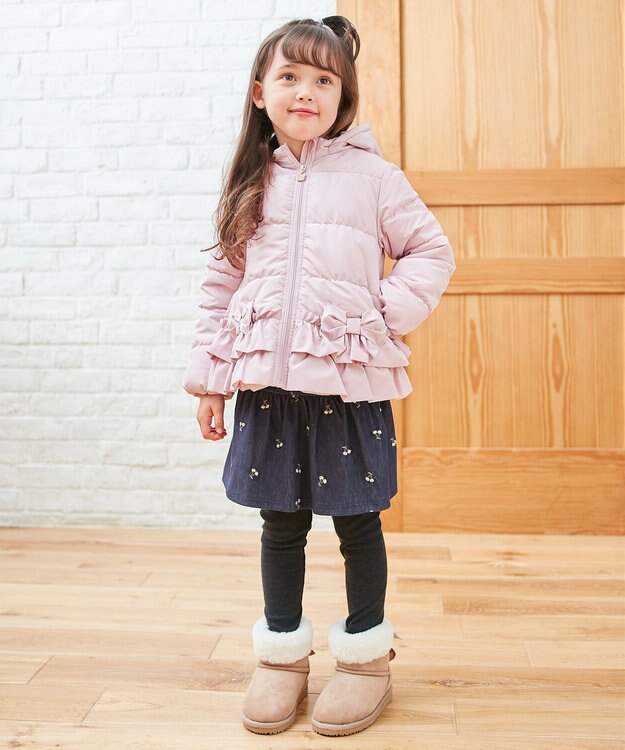 ANY KIDS 【洗濯機OK】中綿リボンコート ピンク