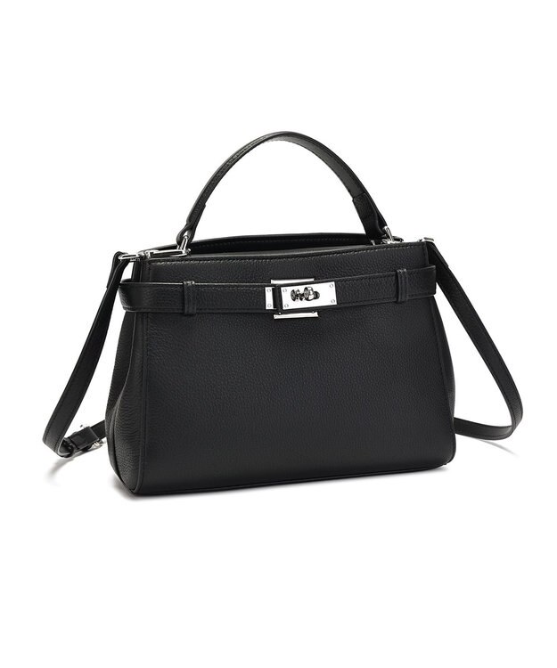 style code [Lyrss/リルス] 牛革 クラシック フラップ レザー ハンドバッグ ブラック