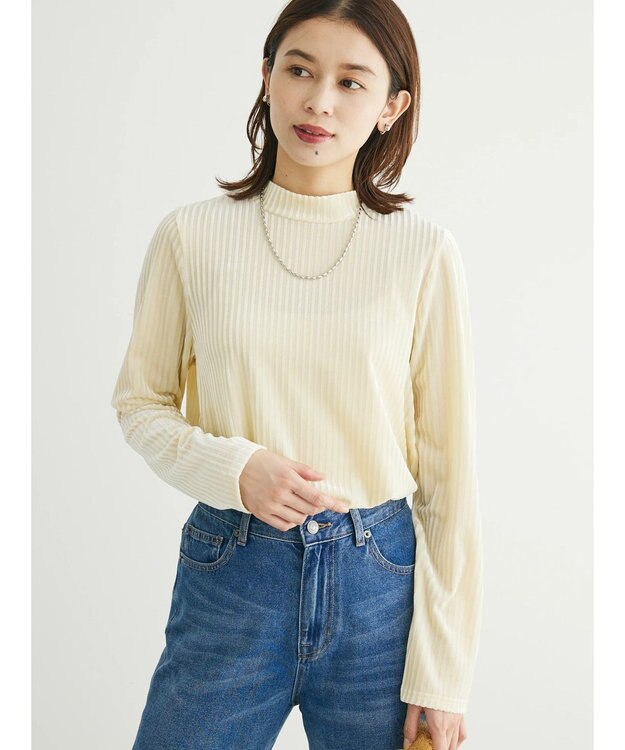 Green Parks ・ＳＵＧＡＲ　ＳＰＯＯＮ　ベロアストライプハイネック Ivory