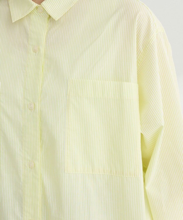 Green Parks ＵＶカットシャツワンピース Stripe Yellow