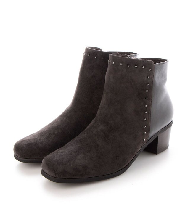 ing <ing>スクエアトゥショートブーツ グレーコンビ