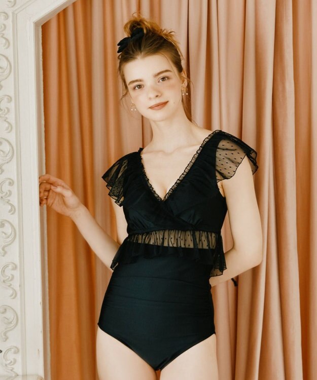 San-ai Resort（三愛水着楽園） 【San-ai Resort×PEACH　JOHNコラボ】【ナイスバディ水着】フリルワイヤービキニ　9M・11L　【San-ai Resort（サンアイリゾート）】 ブラック