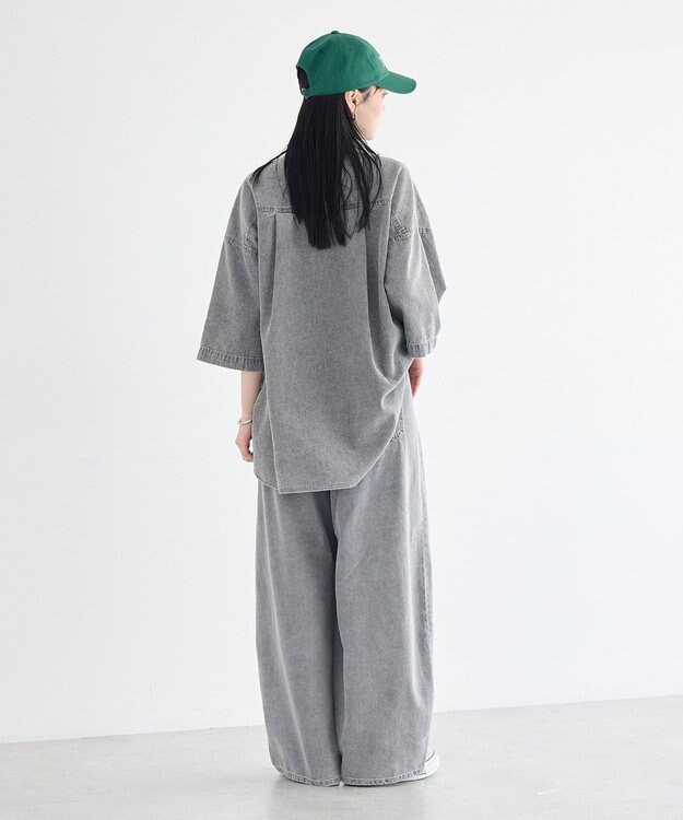 earth music&ecology 5分袖デニムシャツ Black