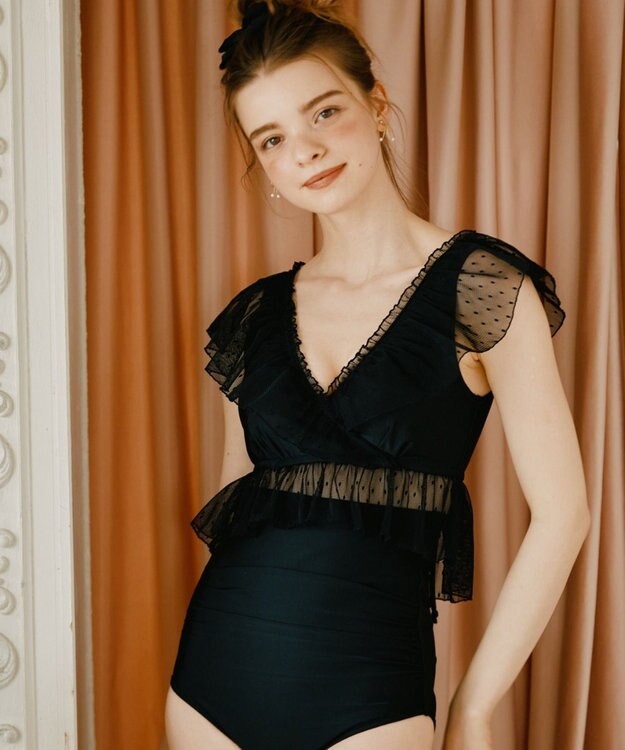 San-ai Resort（三愛水着楽園） 【San-ai Resort×PEACH　JOHNコラボ】【ナイスバディ水着】フリルワイヤービキニ　9M・11L　【San-ai Resort（サンアイリゾート）】 ブラック