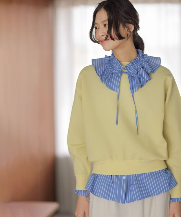 組曲 L オーガンスウェット ニット スプレーイエロー系