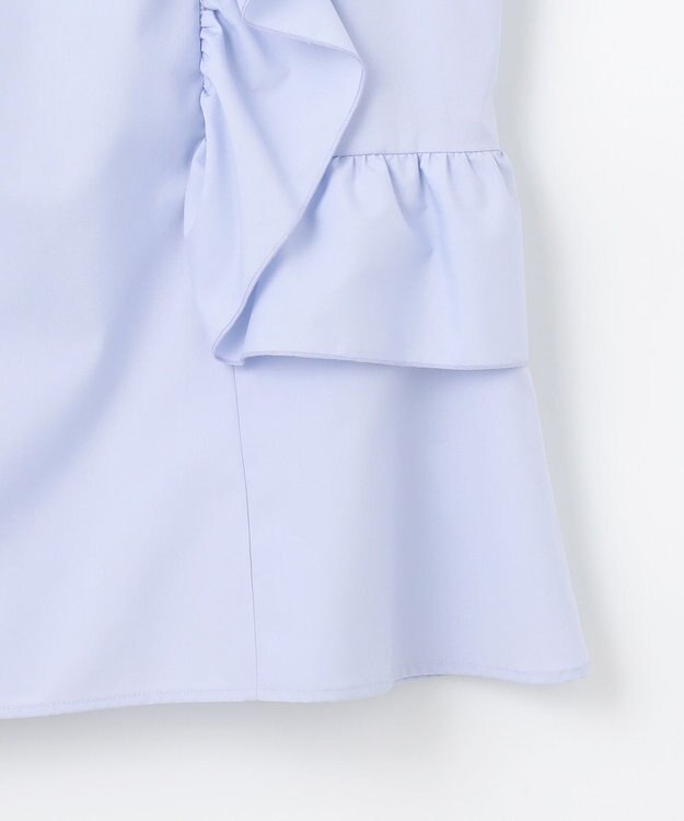 #Newans 【洗濯機可能/シワになりにくい】〈小柄さんにお勧め〉バーティカルフリルブラウス ライトブルー