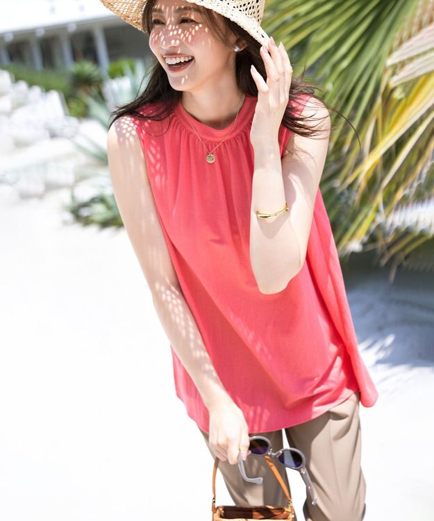 組曲 ライトダブルクロス テーパードパンツ ベージュ系