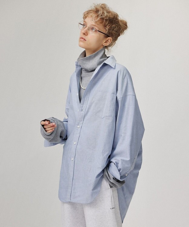 LENO OXFORD SHIRTS《UNISEX》オーバーサイズレギュラーカラーシャツ SAXE BLUE