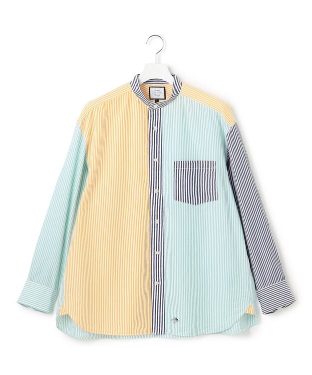 J.PRESS YORK STREET 【UNISEX】クレイジーパターン バンドカラーシャツ イエロー系8