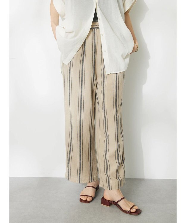 CRAFT STANDARD BOUTIQUE リネンレーヨンストライプイージーパンツ Stripe Beige