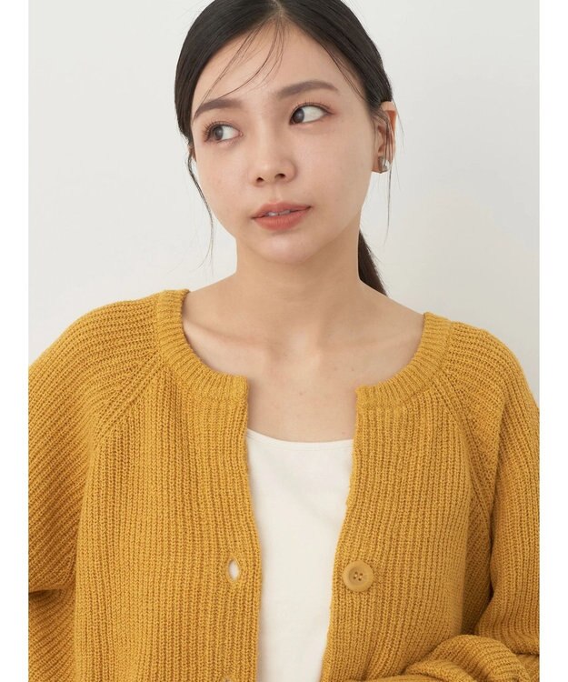 earth music&ecology ブークレーキーネックカーディガン Yellow