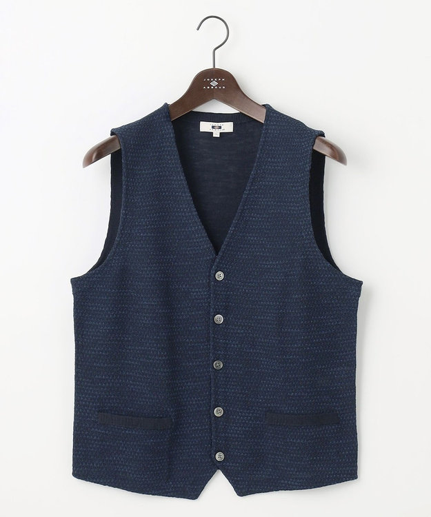 JOSEPH ABBOUD 【イタリア糸使用/清涼感/軽い/洗える】スラブギマニットベスト ネイビー系7