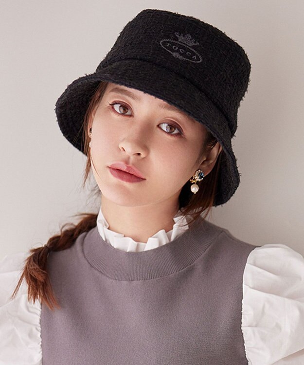 TOCCA 【UV90%以上カット・洗える・サイズ調整可】TWEED BUCKET HAT バケットハット ブラック系