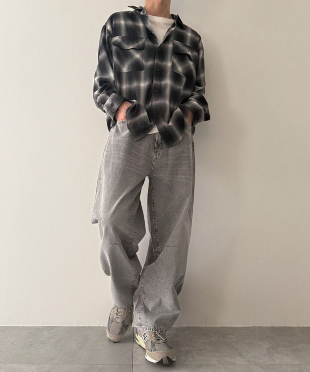 WEGO バレルレッグデニムパンツ グレー