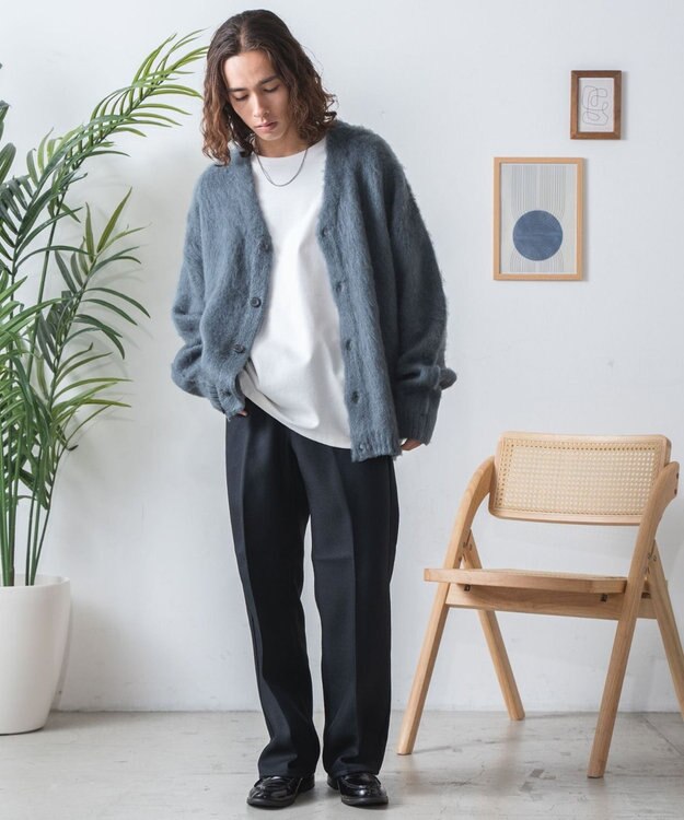 WEGO モヘアライクBIGカーディガン ブルーその他