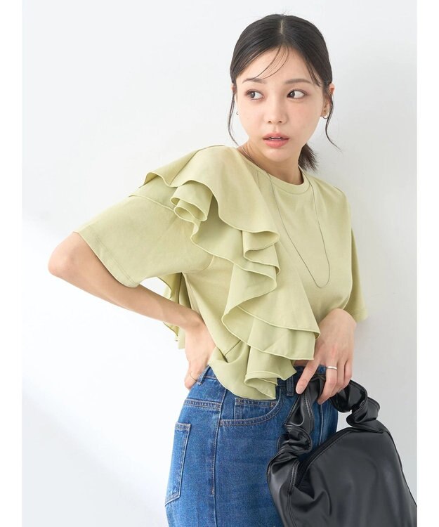 earth music&ecology アシメフリルプルオーバー Light Green